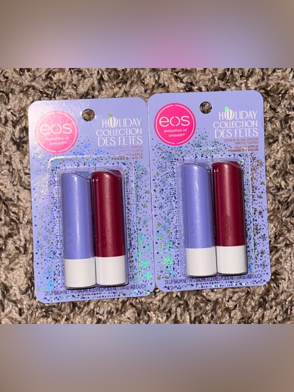 eos Dual Lip Balm Pack — Lavender and Red Duo